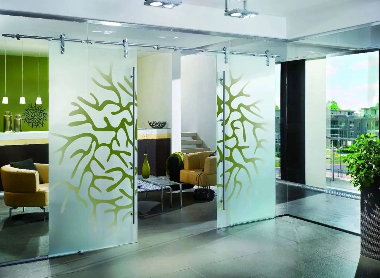 Стеклянные двери с фотопечатью